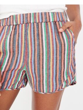 Madewell Rainbow Striped Linen Pull On Shorts small